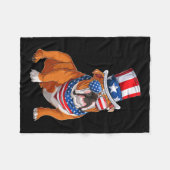 Bulldog hond 4 juli Amerikaanse vlag Fleece Deken (Voorkant (Horizontaal))