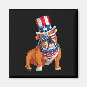 Bulldog hond 4 juli Amerikaanse vlag Magneet