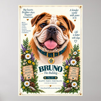 Bulldog Hond Portret | Bruno Nr. 15 Poster