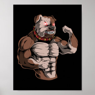 Bulldog hond Powerlifter Strongman Gewichtheffen Poster