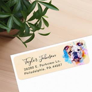 Bulldog Hond Retouradres Label