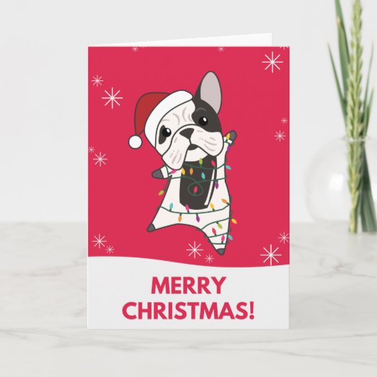 Bulldog Honden Prettig Kerstfeest Winter Dieren Ka Kaart (Voorkant)