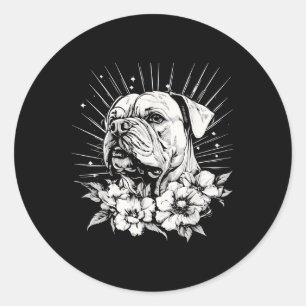 Bulldog Hondenliefhebber Retro Style Tattoo Ronde Sticker