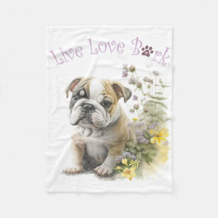 Bulldog Hondenmoeder Bloemstuk Fleece Deken