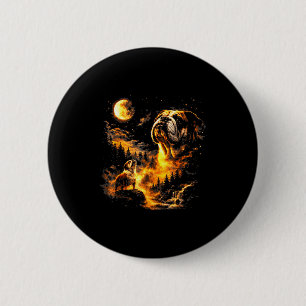 Bulldog huilend naar de maan vintage 90s grappige ronde button 5,7 cm