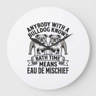 Bulldog Humor T-shirt Grappige Bad Tijd Hond Citaa Grote Klok