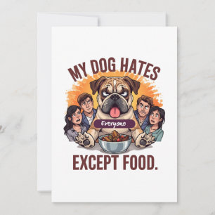 Bulldog Iedereen Behalve Eten Grappige Cartoon Feestdagenkaart