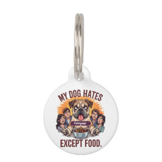 Bulldog Iedereen Behalve Eten Grappige Cartoon Huisdierpenning
