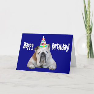 Bulldog in a Birthday Pet Birthday Card Kaart
