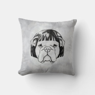 Bulldog in een Pruik (Stijl 8) Fijne Kunst Kussen