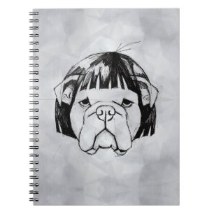 Bulldog in een pruik (stijl 8) Fine Art Notitieboek