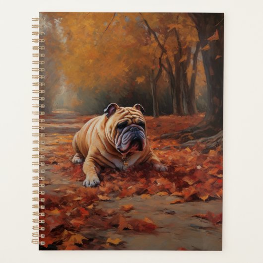 Bulldog in herfst laat Herfst inspireren Planner (Voorkant)