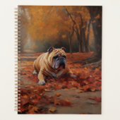 Bulldog in herfstbladeren val inspireert planner (Voorkant)