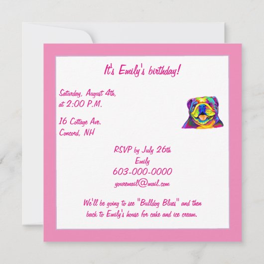 Bulldog in Kleuren Verjaardag Kaart (Achterkant)