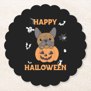 Bulldog in Pumpkin Cute Dogs Happy Halloween Kartonnen Onderzetters