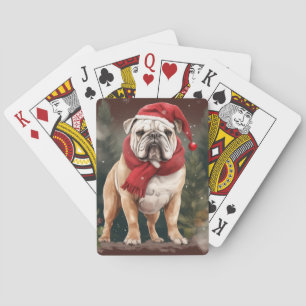 Bulldog in Sneeuw Kerstmis Pokerkaarten