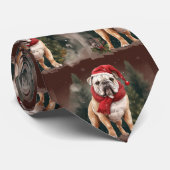 Bulldog in Sneeuw Kerstmis Stropdas (Opgerold)
