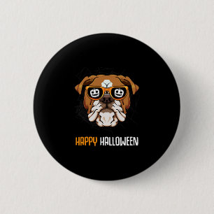Bulldog In Sungles Lazy Halloween Kostuum Hond Ronde Button 5,7 Cm