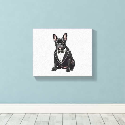 Bulldog in Tuxedo Canvas Afdruk (Insitu (Houten vloer))
