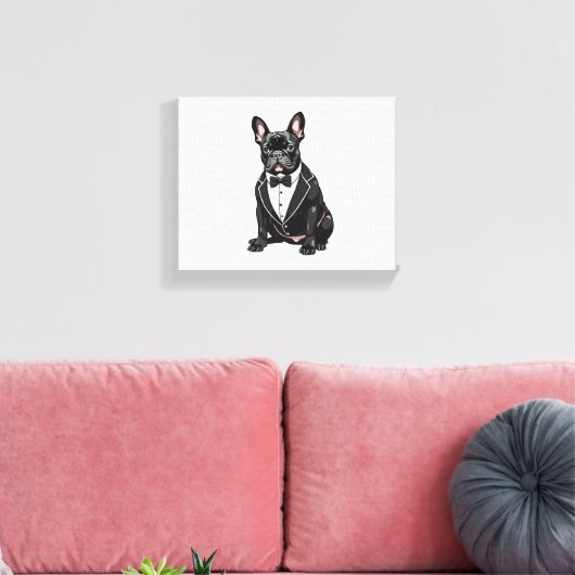 Bulldog in Tuxedo Canvas Afdruk (Insitu (Woonkamer))