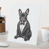 Bulldog in Tuxedo Reclamebord Met Voetstuk (Insitu)