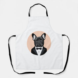 Bulldog in Tuxedo Schort