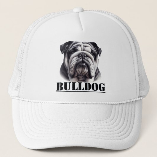 Bulldog in zwart & wit trucker pet (Voorkant)