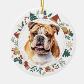 Bulldog ingelijst in kerst Afbeeldingen Keramisch Ornament (Voorkant)