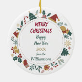 Bulldog ingelijst in kerst Afbeeldingen Keramisch Ornament (Achterkant)