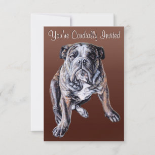 Bulldog Invitations Custom English Bulldog Kaarten