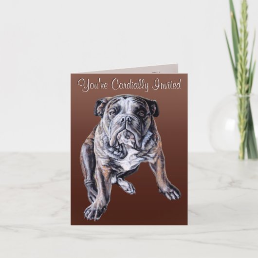 Bulldog Invitations Custom English Bulldog Kaarten (Voorkant)