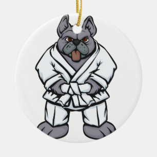 Bulldog jiu jitsu   achtergrondkleur kiezen keramisch ornament