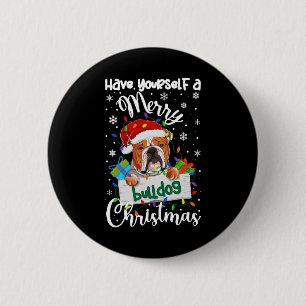 Bulldog Kerst Bulldog Kerstcadeaus Bulldogliefhebb Ronde Button 5,7 Cm