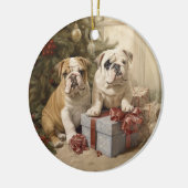 Bulldog Kerst Keramisch Ornament (Links)