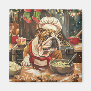 Bulldog Kerstbak: Festieve Kerstmis Magneet