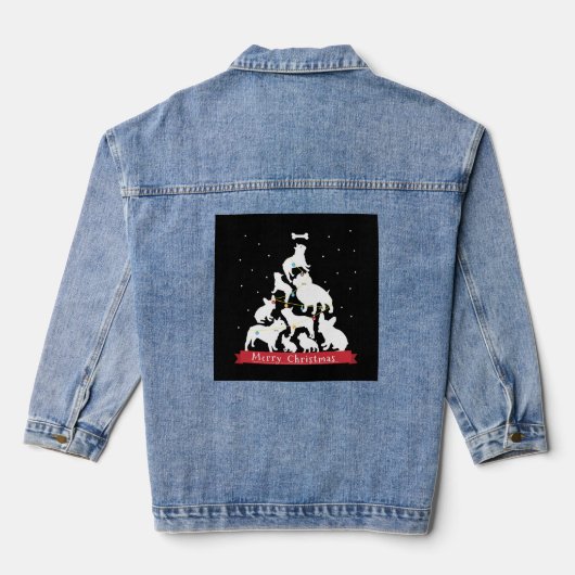 Bulldog kerstboom denim jacket (Achterkant)