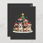 Bulldog Kerstboom Kerstman Hoed Puppy liefhebbers Briefkaart (Voorkant / Achterkant)