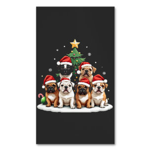 Bulldog Kerstboom Kerstman Hoed Puppy liefhebbers Magnetisch Visitekaartje