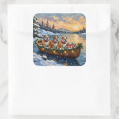 Bulldog Kerstboot Holiday Vierkante Sticker (Tas)