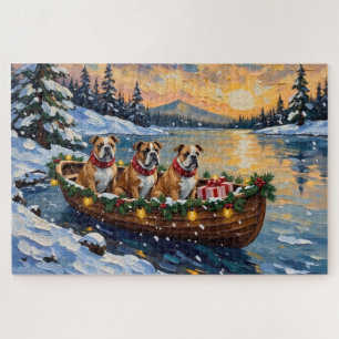 Bulldog Kerstboot Vakantie Legpuzzel