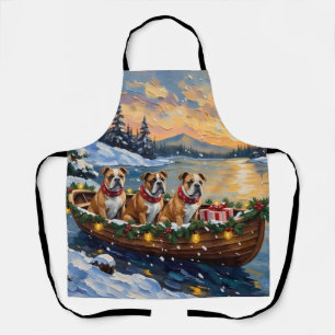 Bulldog Kerstboot Vakantie Schort