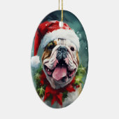 Bulldog Kerstborstel schilderen kunstwerk Keramisch Ornament (Rechts)