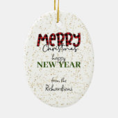 Bulldog Kerstcadeaus Vreugde aan de Wereld Keramisch Ornament (Achterkant)