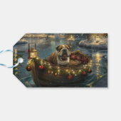 Bulldog Kerstfeest reis Cadeaulabel (Achterkant Horizontaal)
