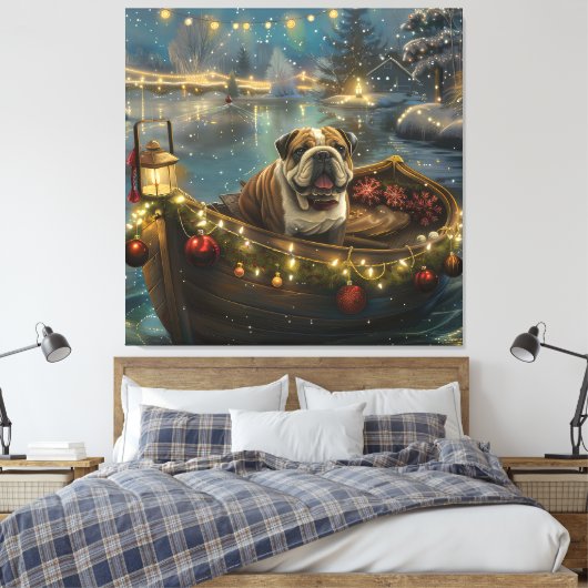 Bulldog Kerstfeest reis Canvas Afdruk (Insitu (Slaapkamer))