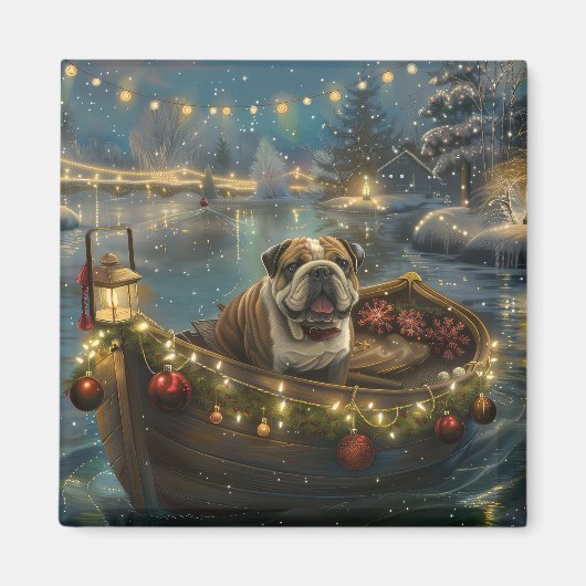 Bulldog Kerstfeest reis Magneet (Voorkant)