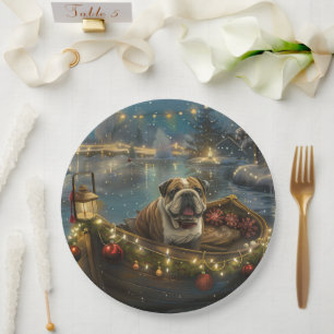 Bulldog Kerstfeest reis Papieren Bordje
