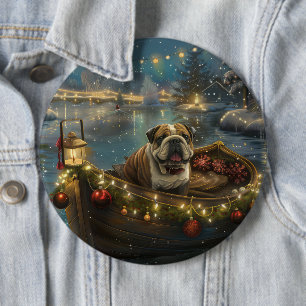Bulldog Kerstfeest reis Ronde Button 6,0 Cm