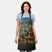 Bulldog Kerstfeest reis Schort (Gedragen)