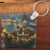 Bulldog Kerstfeest reis Sleutelhanger (Achterkant)